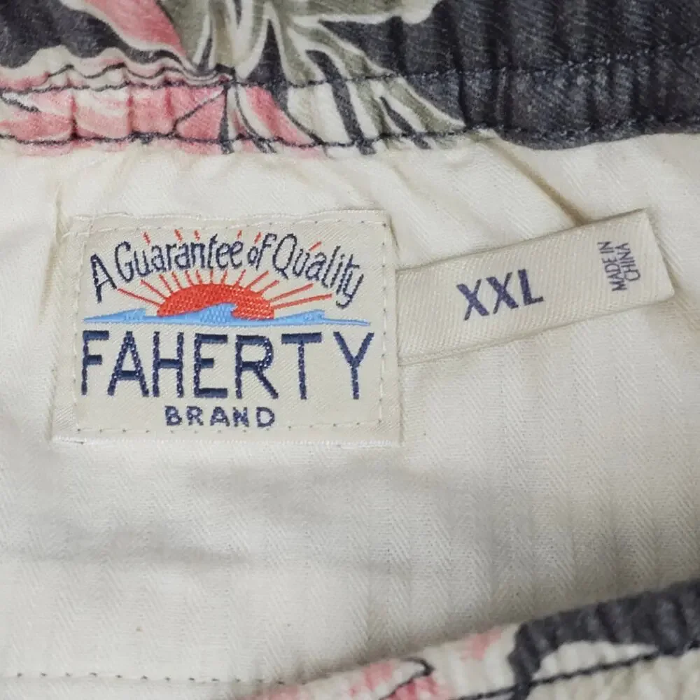 NWT Faherty Shorts Mens XXL Gray Essential Drawstring Lightweight Tropical